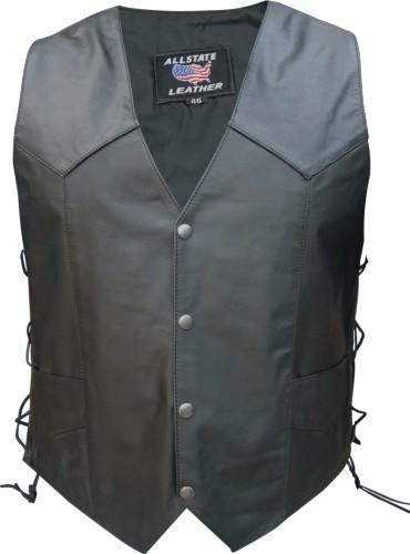 (image for) Men's Black Leather Lone Star Vest with Side Laces